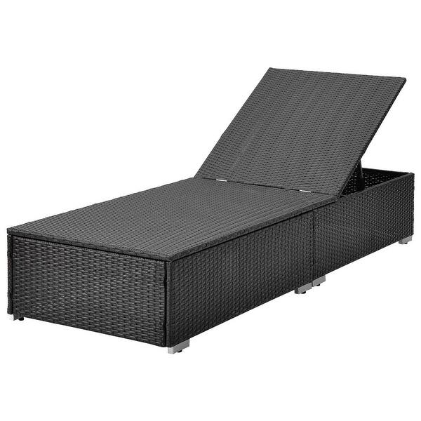 Outdoor Garden 3 Piece Wicker Patio Chaise Lounge Set Adjustable Pe Rattan Reclining Chairs W Cushions And Side Table Overstock 32885591