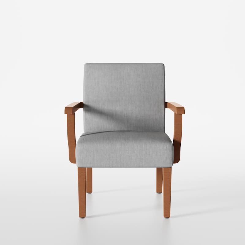 Light Gray 18.7" Arm Chairs with Round Wood Table (Set of 2)