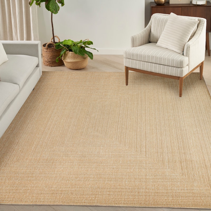 Nourison Tulum Indoor/Outdoor Geometric Area Rug - 10' x 14' - Taupe/Ivory