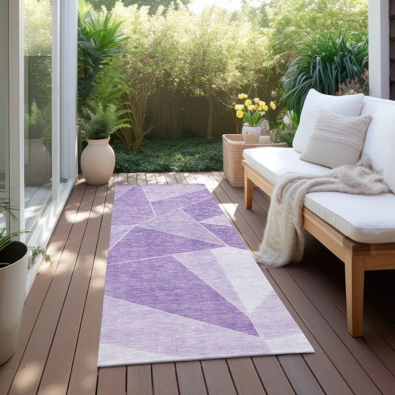Machine Washable Indoor/ Outdoor Chantille Modern Mosaic Rug