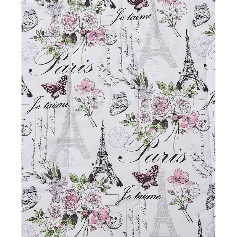 CEDAR COURT Paris Floral Lilac Soft Microfiber Reversible Comforter Set