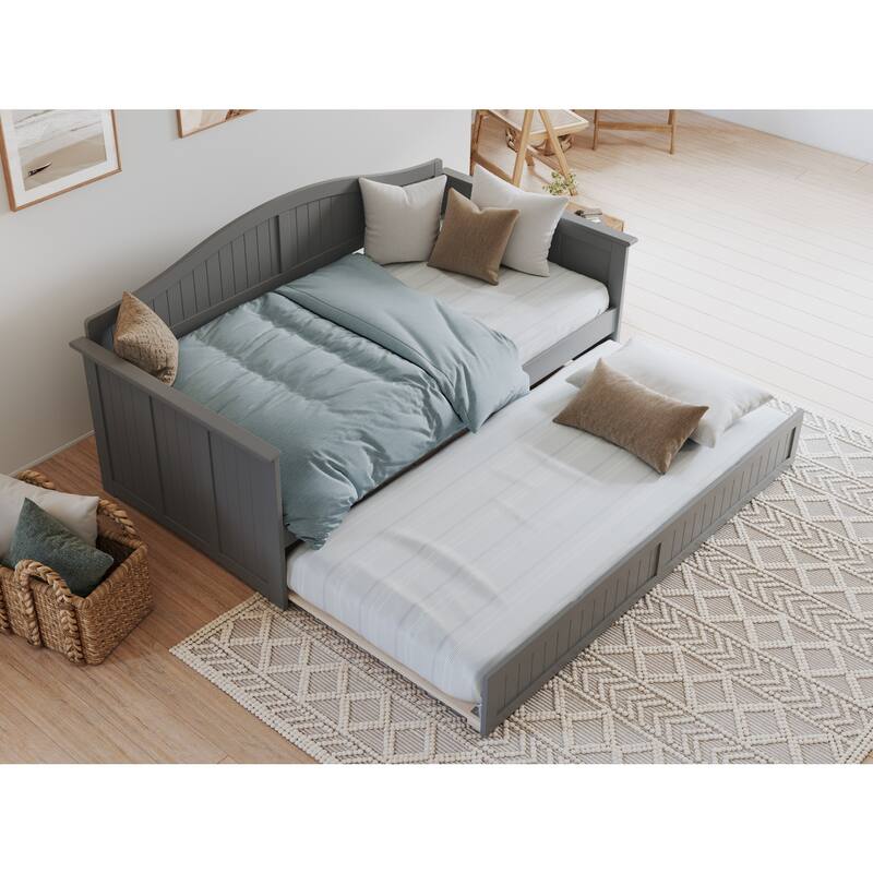 Twin Daybed with Trundle - Grey Wood Daybed