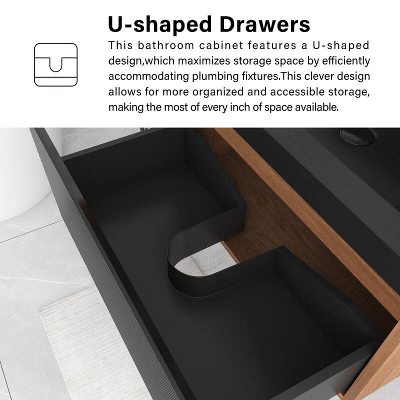 Floating Bathroom Vanity in Natural Oak with Integrated Resin Top