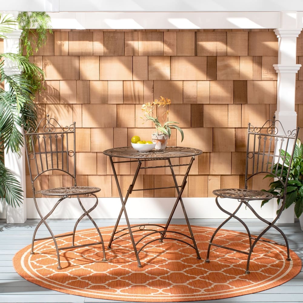 SAFAVIEH Outdoor Saige Victorian Iron 3-Piece Bistro Set - 28Wx28Dx38H