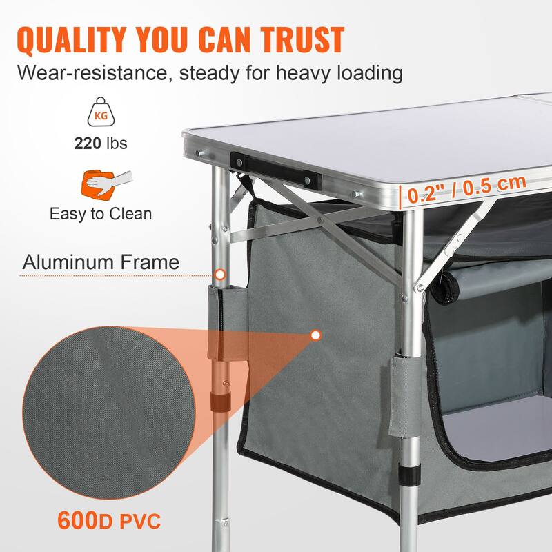 Camping Kitchen Table for Outdoor Picnics, BBQs, Camping, RV Traveling - 2.8 inches