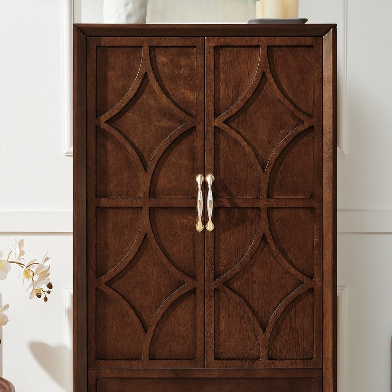 Mid Century Modern 53.5" Tall Kitchen Pantry Storage Cabinet with Doors and Drawers for Entryway Living Room Kitchen Garage