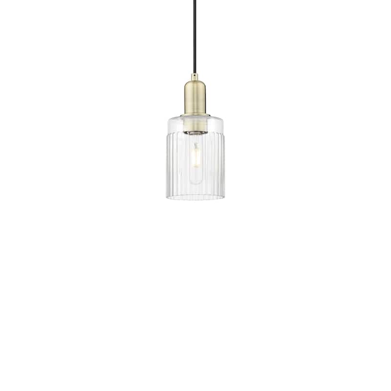 Innovations Lighting 716-1P-10-5 Hadley Pendant Hadley 5" Wide Mini - Antique Brass / Clear