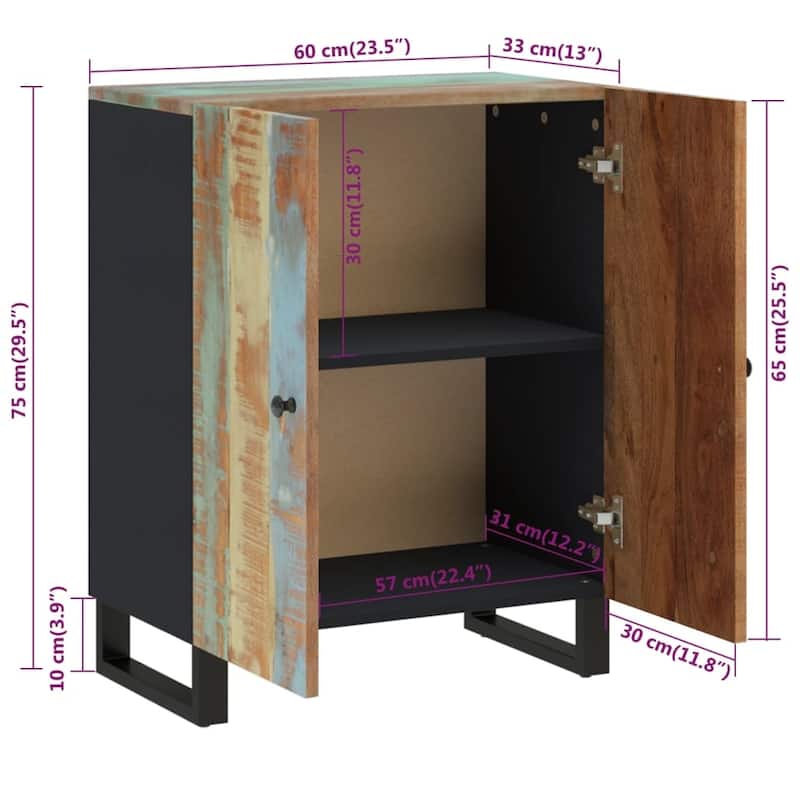 vidaXL Sideboard 23.6"x13"x29.5" Solid Wood Mango