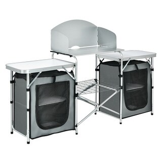 Folding Camping Table with Storage Organizer - Gray - 68" x19'' x 43.5'' (L x W x H)