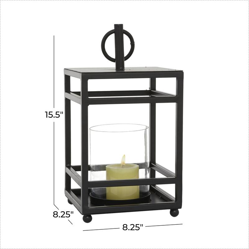Metal Decorative Indoor Outdoor Candle Lantern - Black - Roche River Decor