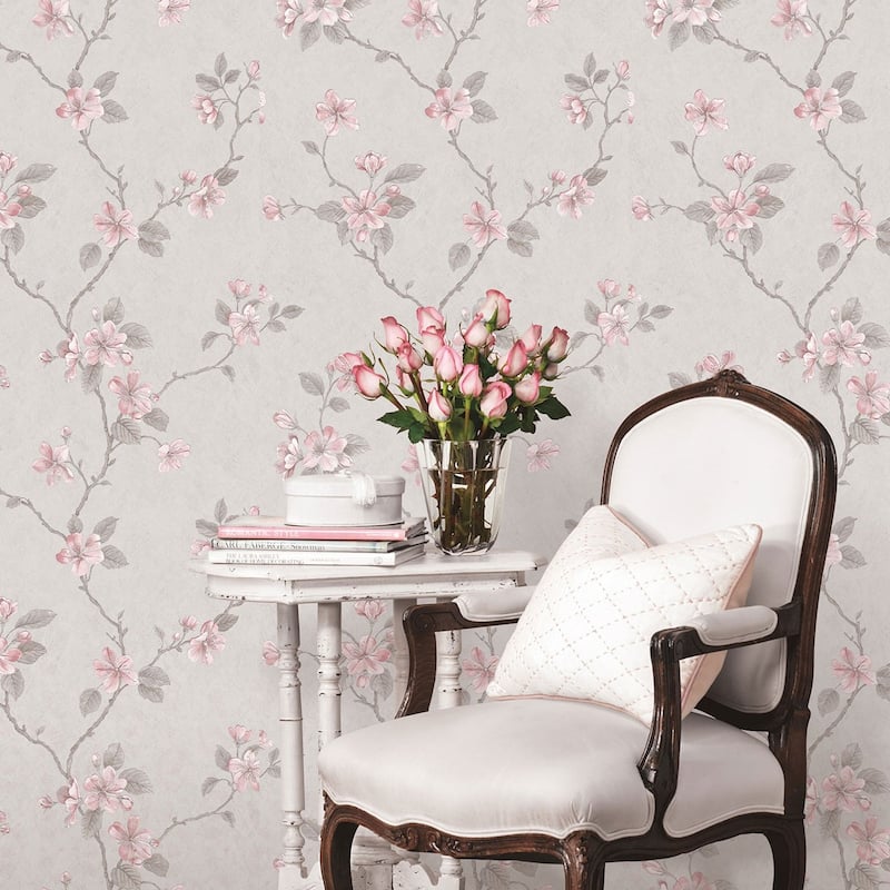 Galerie Wallcoverings Palazzo 2 Collection Dogwood Floral Vine Vinyl on Non-woven Matte Wallpaper Roll