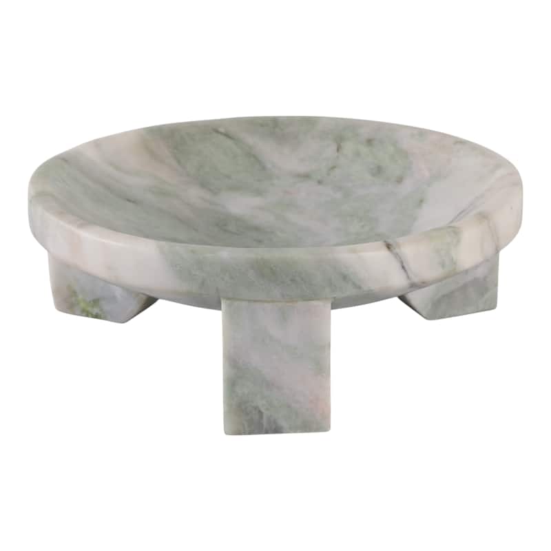 Marble Stone Bowl Fauna-Inspired Decorative Accent - 12" Green - 11.75" x 11.75" x 4"