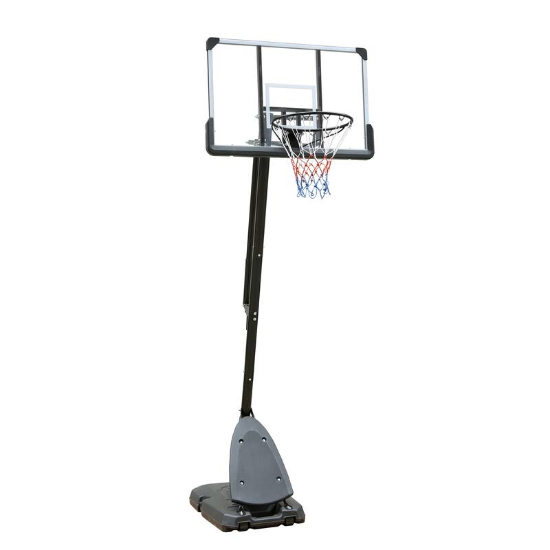 Height Adjustable 6 To 10Ft Basketball Hoop 44 Inch Backboard Portable Basketball Goal System With Stable Base And Wheels - Black-Grey
