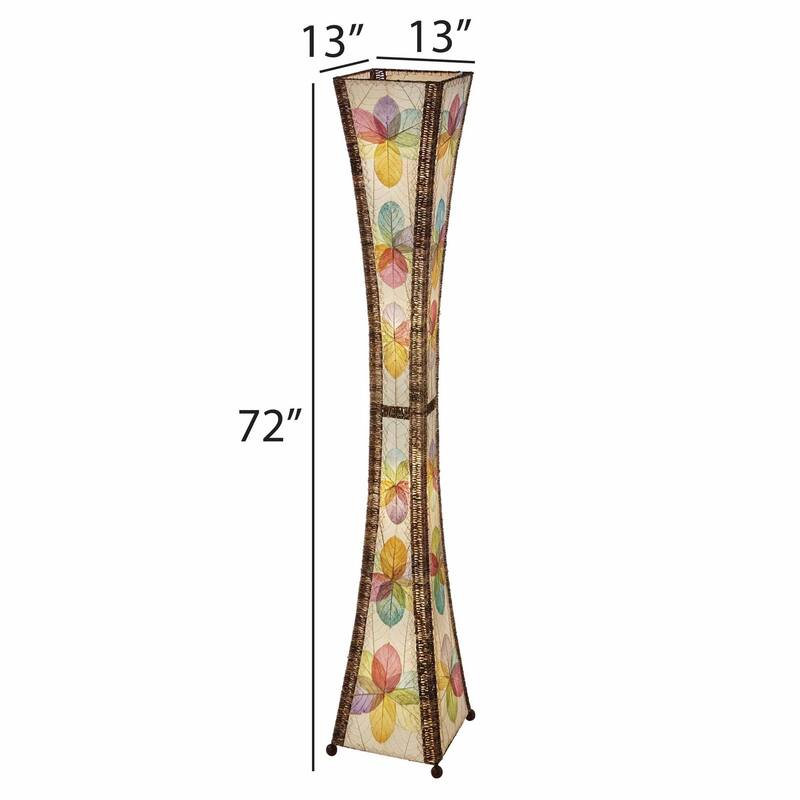 Eangee Handmade Hourglass Giant Floor Lamp, Jackfruit Leaves Shade, 13 x 13 x 72 in.
