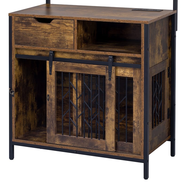 Industrial Aesthetic Furniture Style Dog Crate，Composite Desk Hutch，Versatile Storage