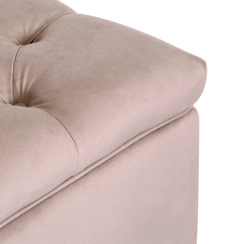 29.5" Wide Velvet Tufted Square Ottoman With Storage