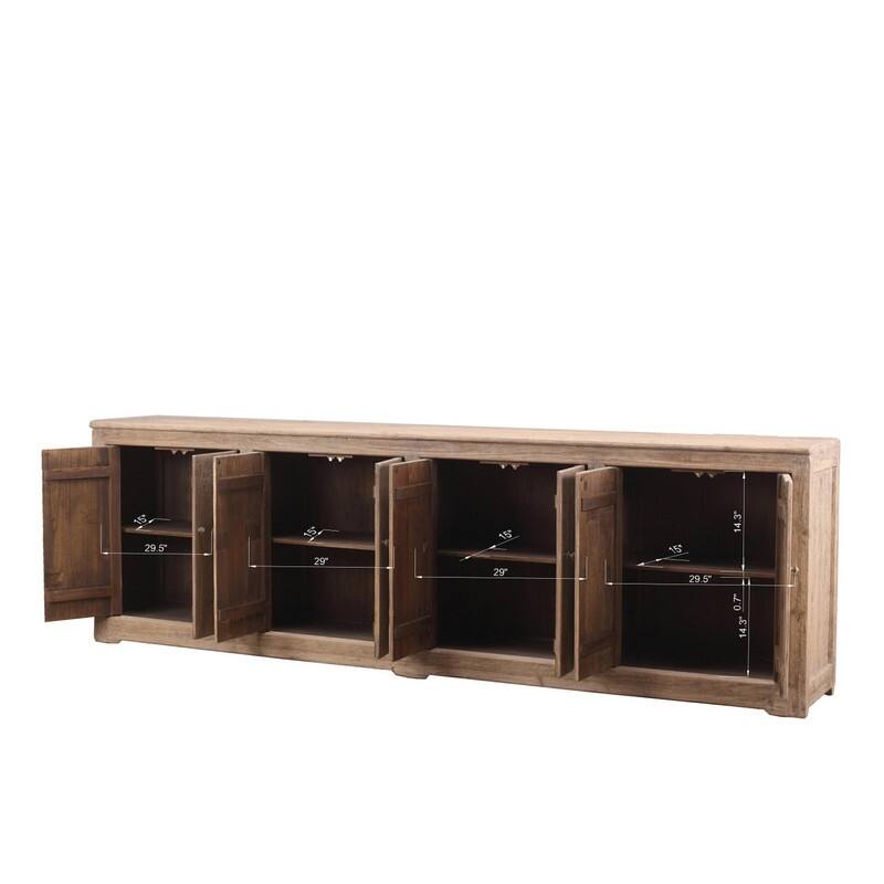 122" Long Ravello Cabnet with 8 Doors Weathered Natural