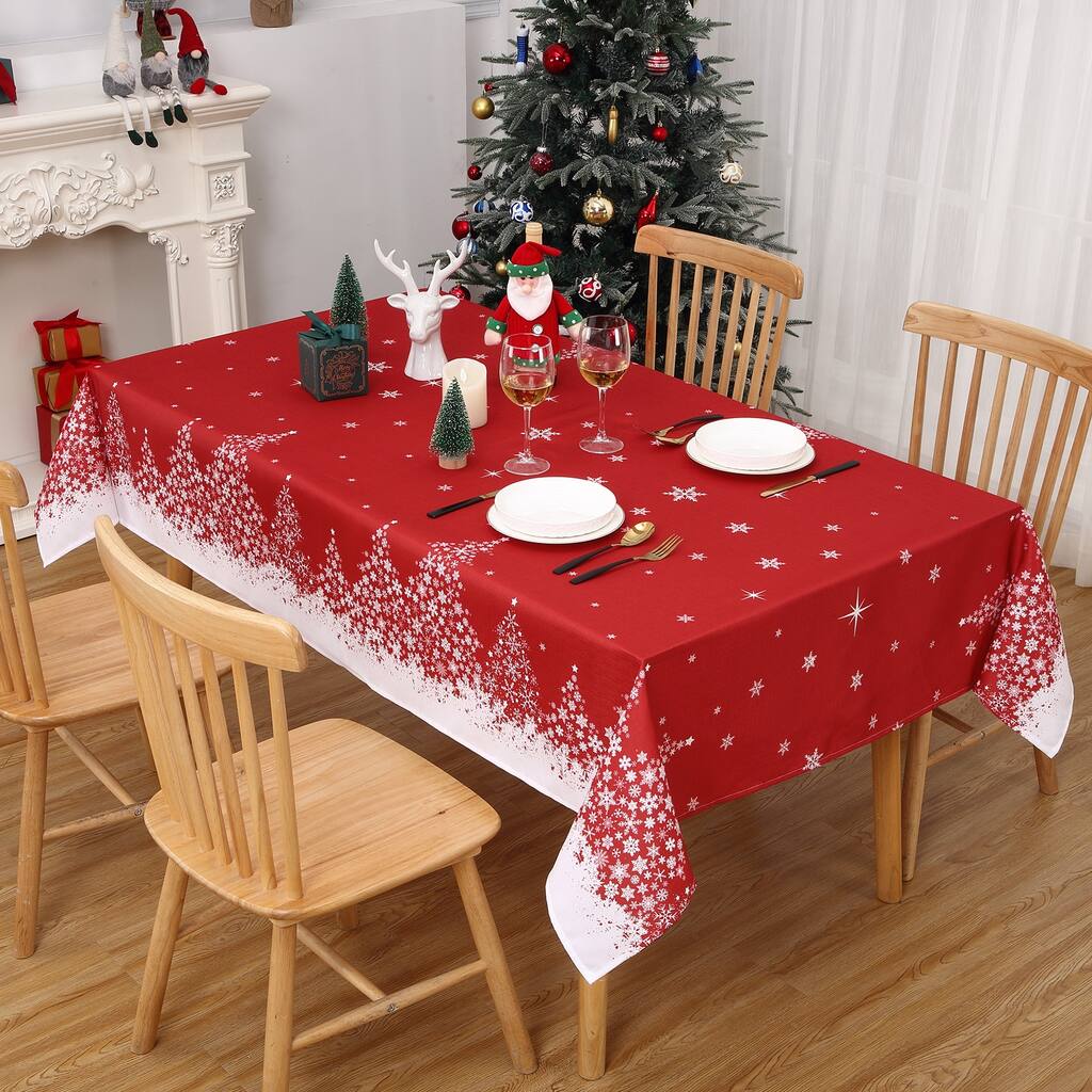 Washable Rectangle Waterproof Christmas Table Cloth, Red