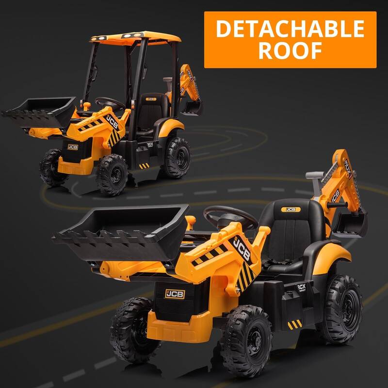 4 in 1 Ride on Tractor, Excavator & Bulldozer & Removable Tent
