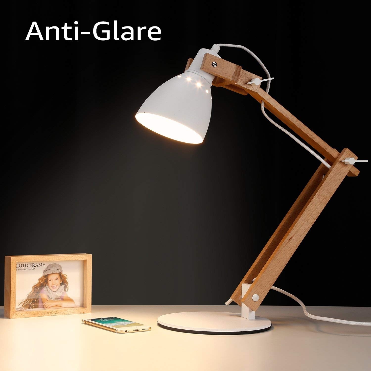 Ri Led Natural Wood Swing Arm Desk Lamp 4 Level Dimmer Natural Wood Swing Arm Desk Lamp