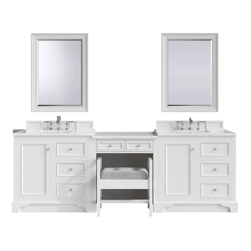 James Martin Vanities 825-V36GP-AB-EJP De Soto 102" Double Basin Birch - Bright White - High Gloss