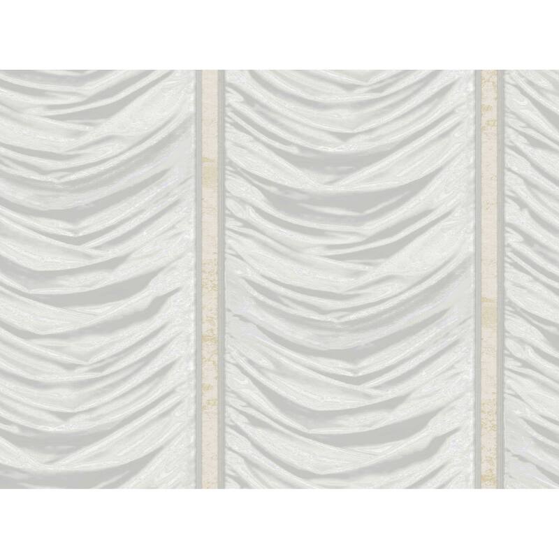 Galerie Wallcoverings Opulence Collection Italian Drape Vinyl on Non-woven Glitter/Shimmer Wallpaper Roll Double Width - 33-feet long  x 42-inches wide - Grey/Gold