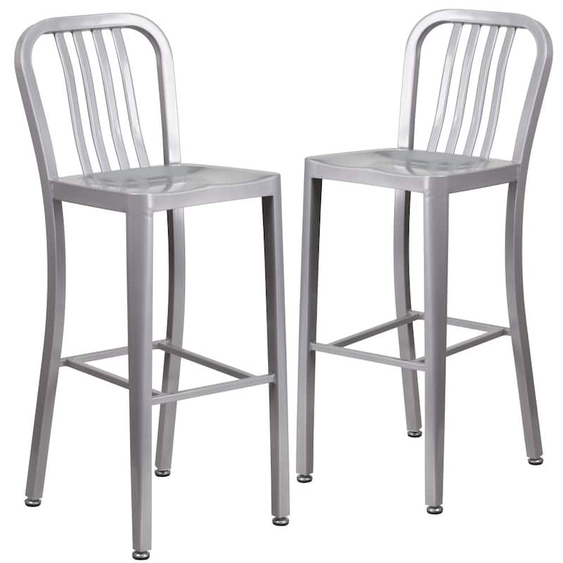 Indoor/Outdoor Commercial Grade Metal Modern Barstools (Set of 2)
