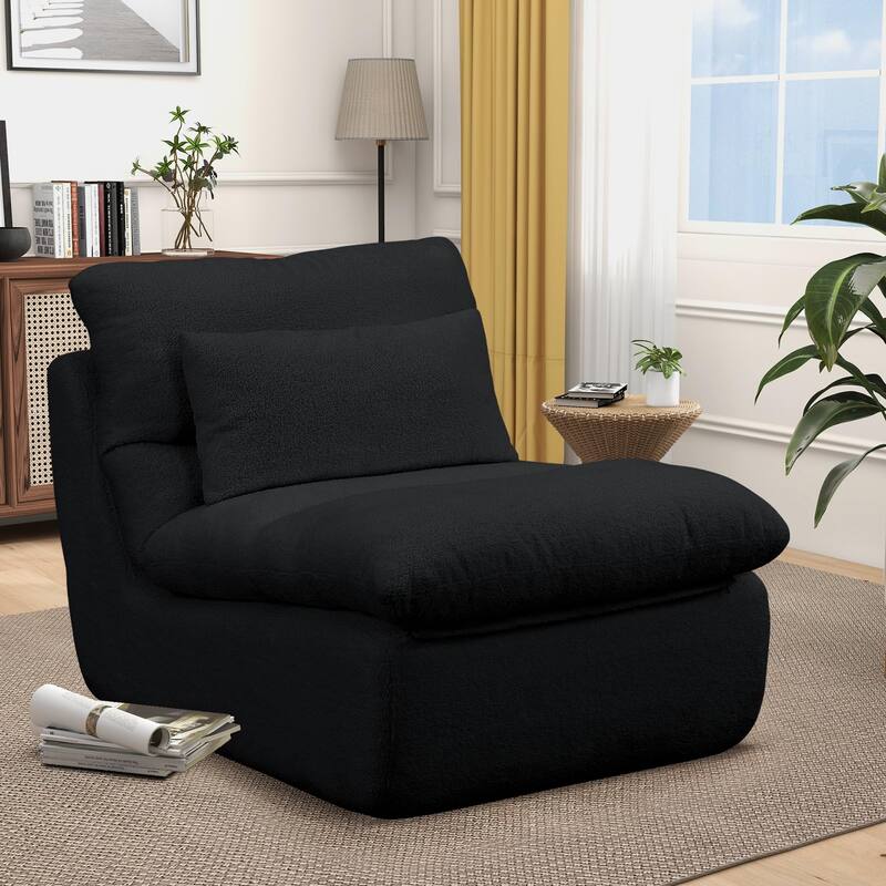 Sponge Single Sofa, 32" Boneless Sofa for Small Spaces Comfy Sofas with Removable Cover - Black