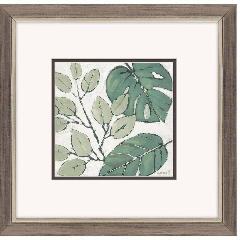 HomeRoots Set Of Two Green Botanical Silver Framed Wall Art