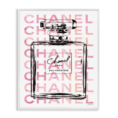 Glam Perfume Bottle With Words Pink Black Framed Wall Art