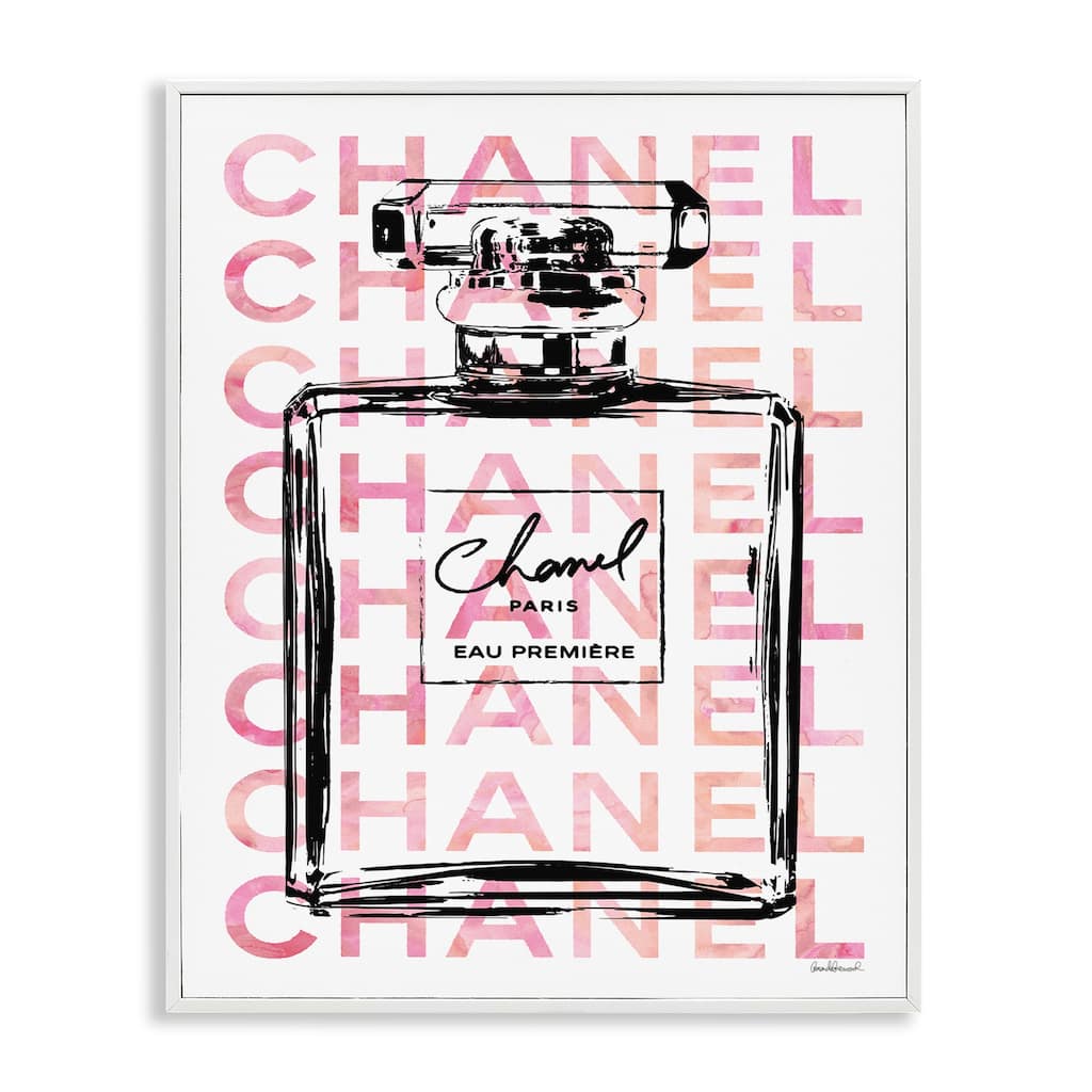 Glam Perfume Bottle With Words Pink Black Framed Wall Art