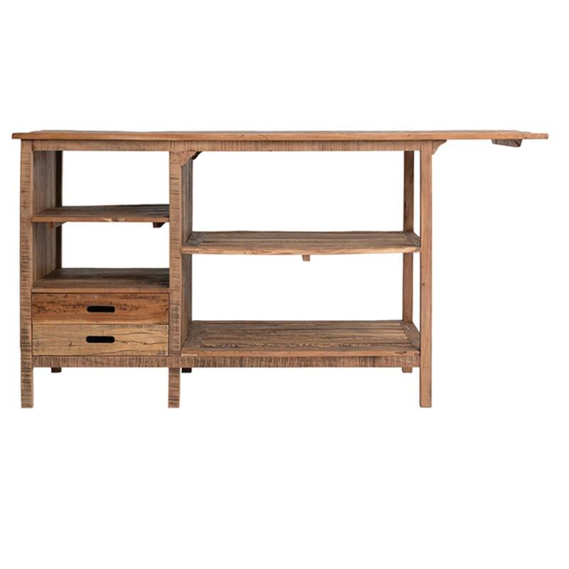 Reclaimed Wood Narrow Entryway Table with 2 Drawers - 71.0"L x 24.0"W x 37.0"H - 71.0"L x 24.0"W x 37.0"H - Wood - Natural