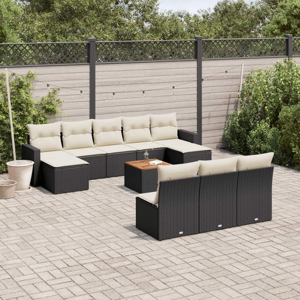 vidaXL Patio Sofa Set with Cushions Outdoor Furniture 11 Piece Poly Rattan - 21.7 x 21.7 x 14.6