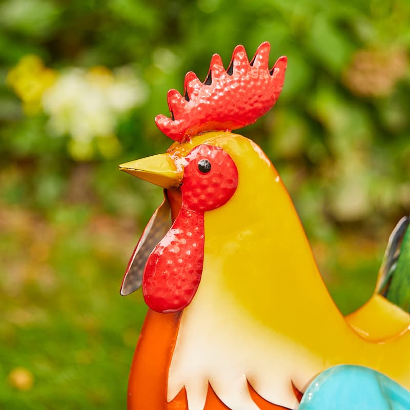 21"H Metal 3D Vibrant Standing Rooster Garden Statue by Glitzhome