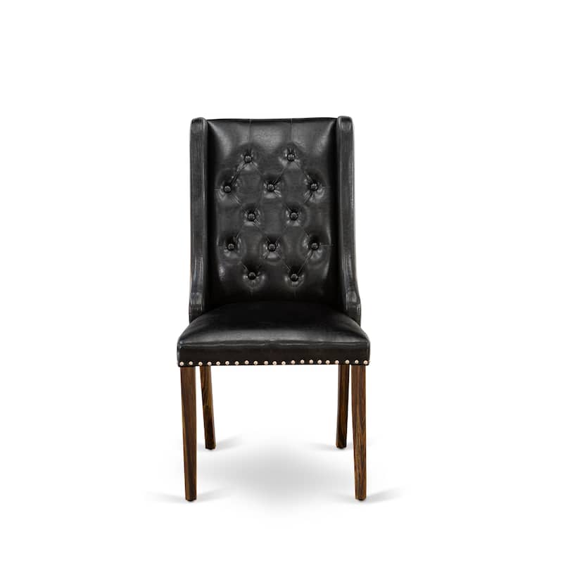 East West Furniture Parson Kitchen Chairs - Button Tufted Nailhead Upholstered Dining Chairs, Set of 2, (Finish & Upholstered)