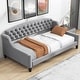 preview thumbnail 5 of 10, Gray Luxury Twin Size Velvet Upholstered Tufted Button Daybed, Sofa Bed for Bedroom and Living Room, Wooden Slats Support