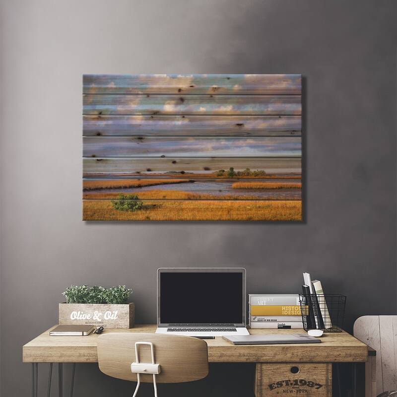 Saltwater Marshes At Cedar Key, Florida Print On Wood by Tim Fitzharris - Multi-Color