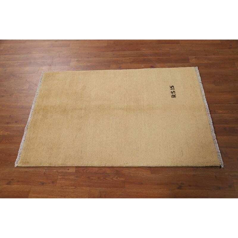 Modern Gabbeh Oriental Foyer Rug Hand-Knotted Solid Wool Carpet - 2'8"x 4'0"