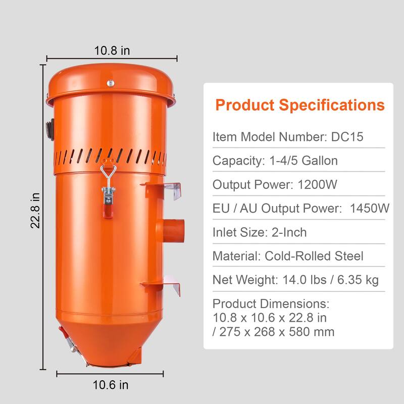 Dust Collection System Universal Fit for Sandblaster Cabinets and Media Blasters - 1.6 HP