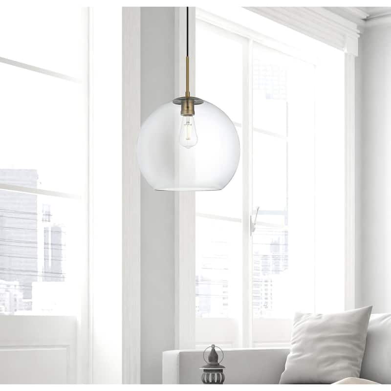 Elegant Lighting Baxter Single Light 14" Wide Pendant with Clear Glass