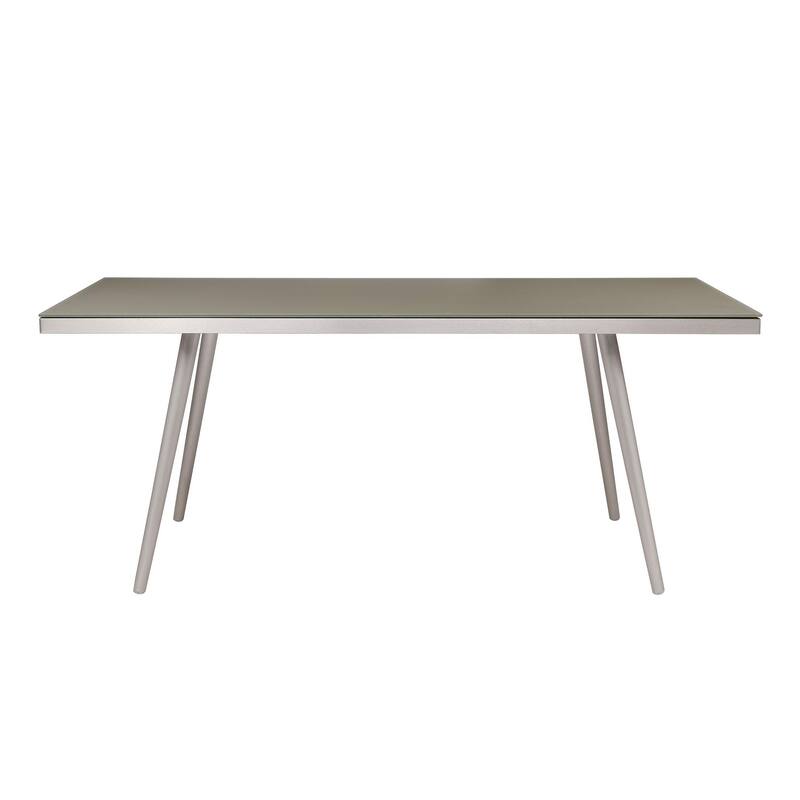 Phil 73 Inch Coffee Table, Tempered Glass Top, Smooth Gray Aluminum Frame