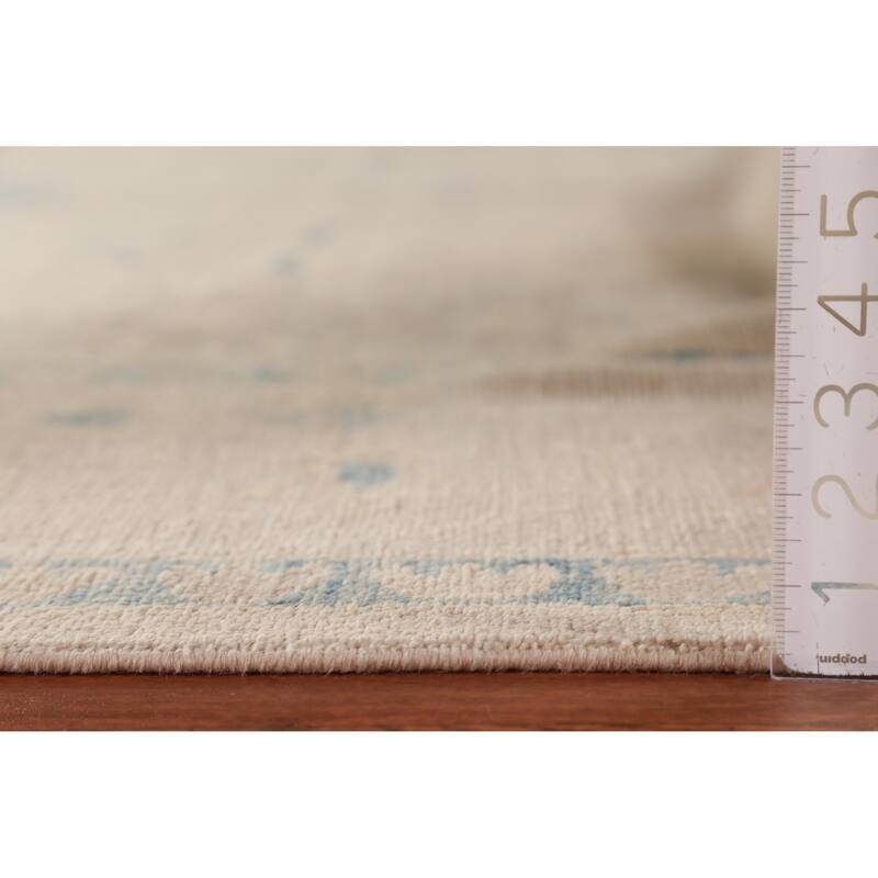 Hand Knotted Oriental 100% Wool Carpet Transitional All-Over Beige & Ivories Oushak Area Rug - 13' 5'' X 10' 1''