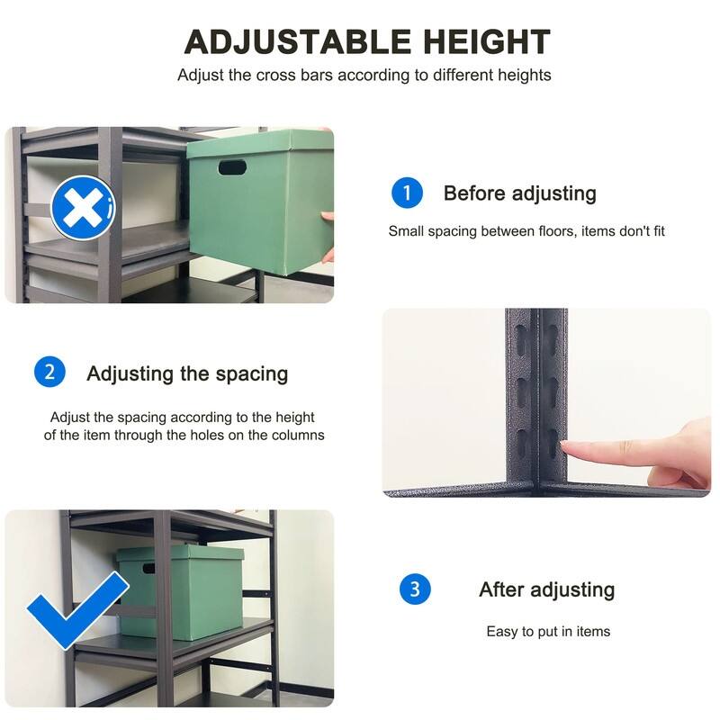 5-Tier Metal Shelving Unit Adjustable with Wheels 1750LBS Capacity