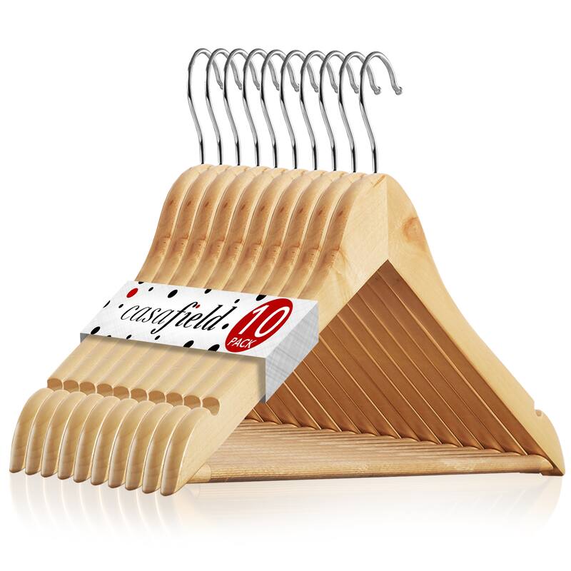 10 Wooden Suit Hangers - 10 Pack - Natural