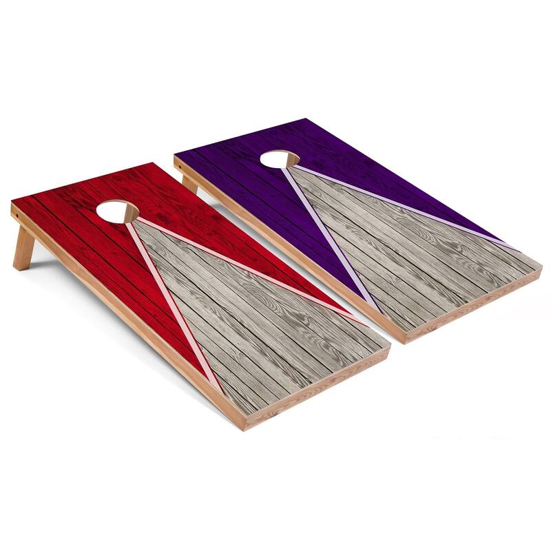Red and Purple Pyramid Cornhole Board Set