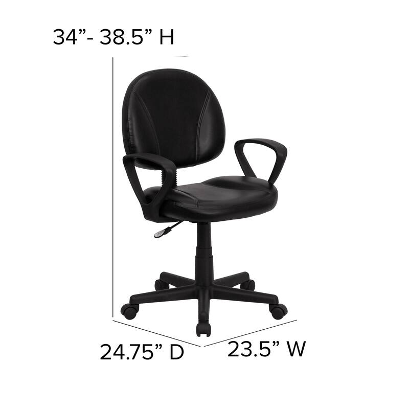 Mid-Back LeatherSoft Swivel Ergonomic Task Office Adjustable Chair w/ Arms