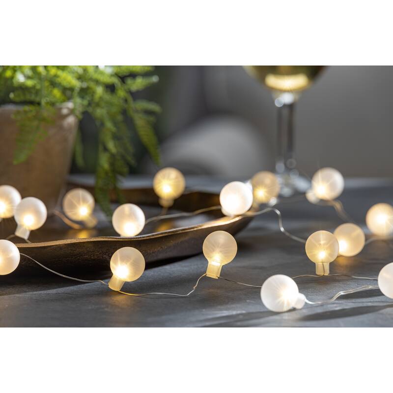 Battery Operated White Frosted Glass Bubble Light String - N/A