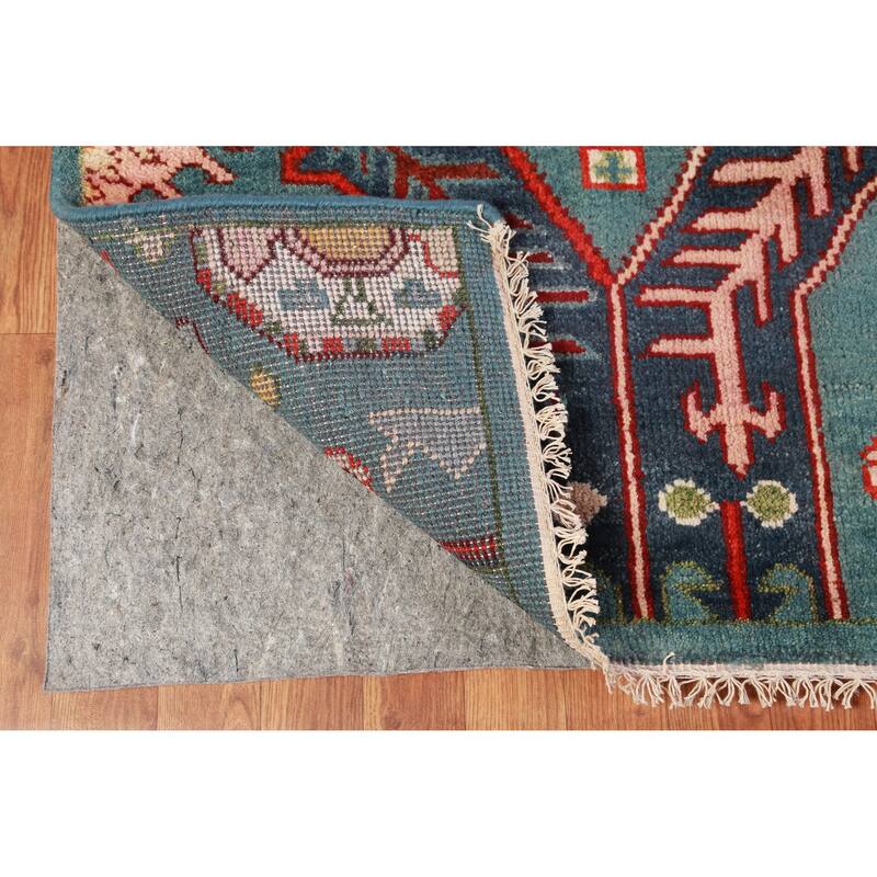 Hand Knotted Oriental 100% Wool Carpet Traditional All-Over Navy Blue & Blues Kazak Area Rug - 12' 1'' X 9' 1''