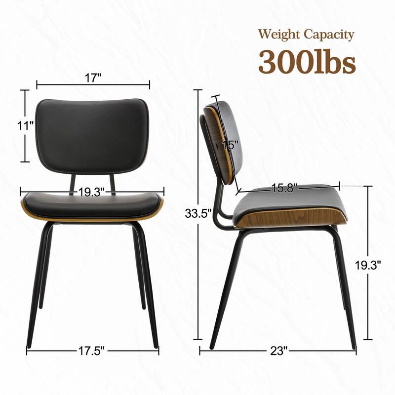 Faux Leather Upholstered Dining Chairs Set of 2/4 - 33.5" H x 17.5" W x 23" D
