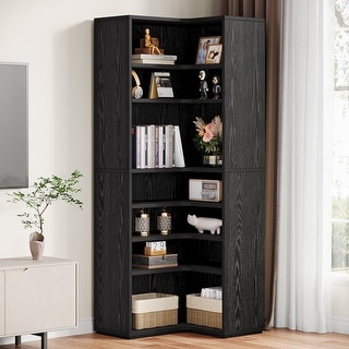 9-Tier Corner Shelf, 65" Tall Modern Corner Bookshelf Bookcase